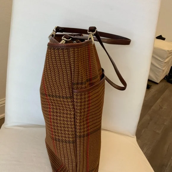 Vintage Lauren by Ralph Lauren Brown Plaid Tote Bag - Picture 3 of 16